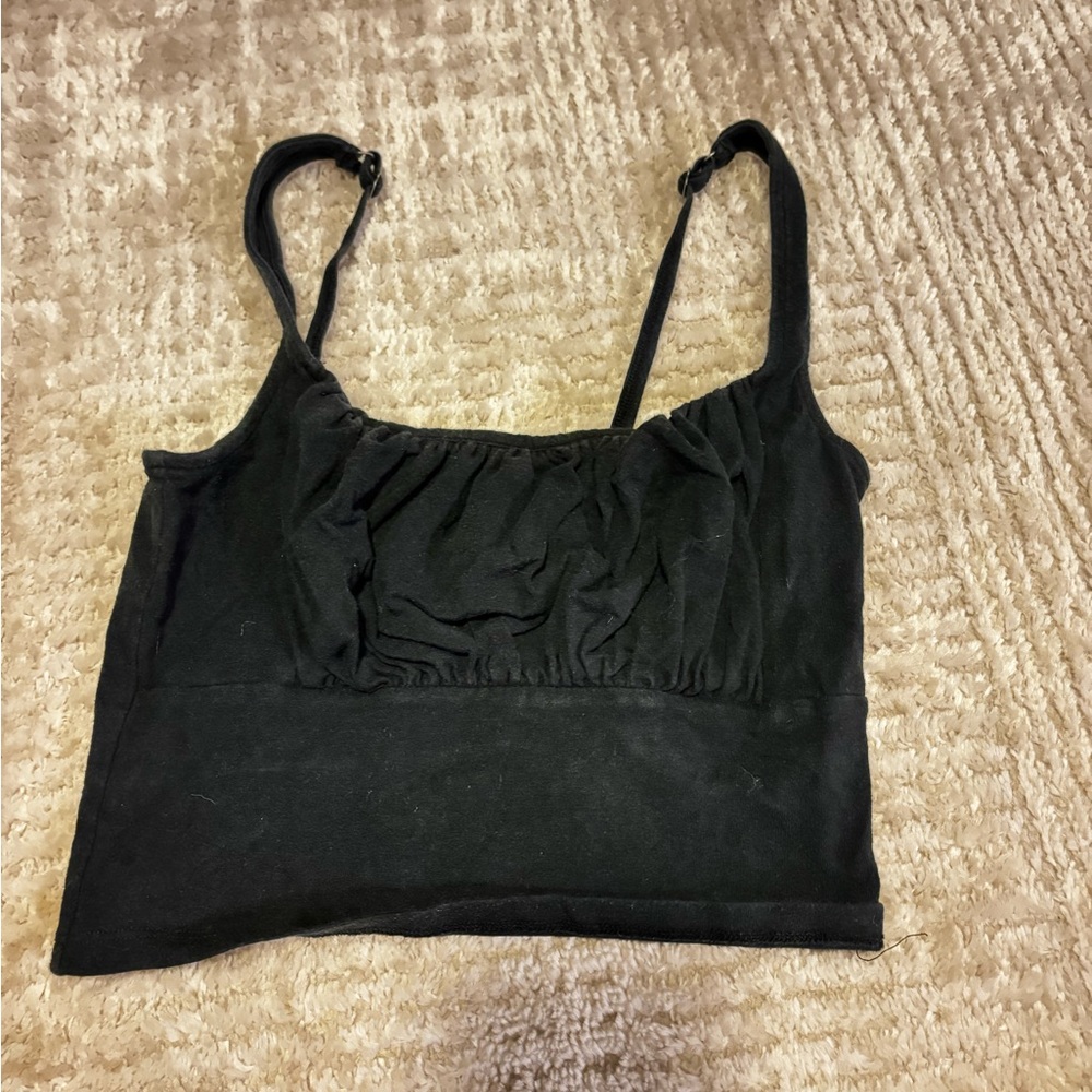 Black Ruched Crop Top